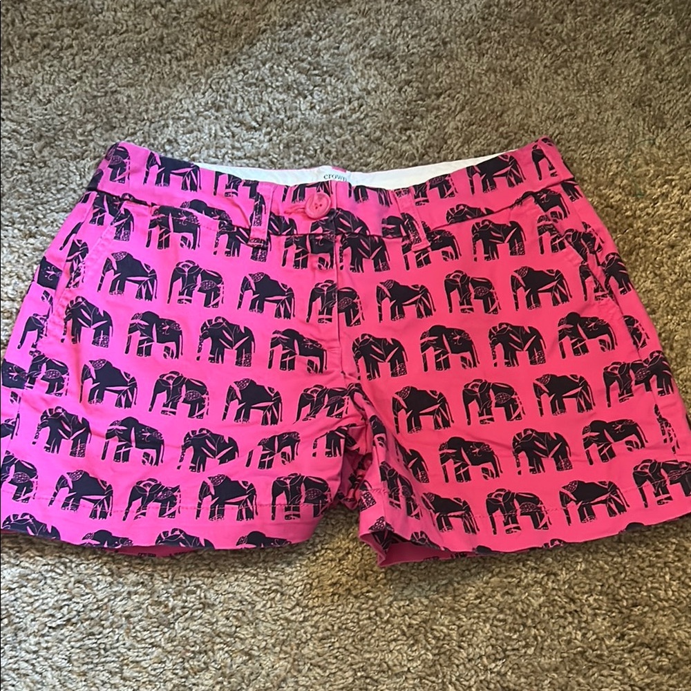 Crown & Ivy Pink Elephant Patterned Shorts
